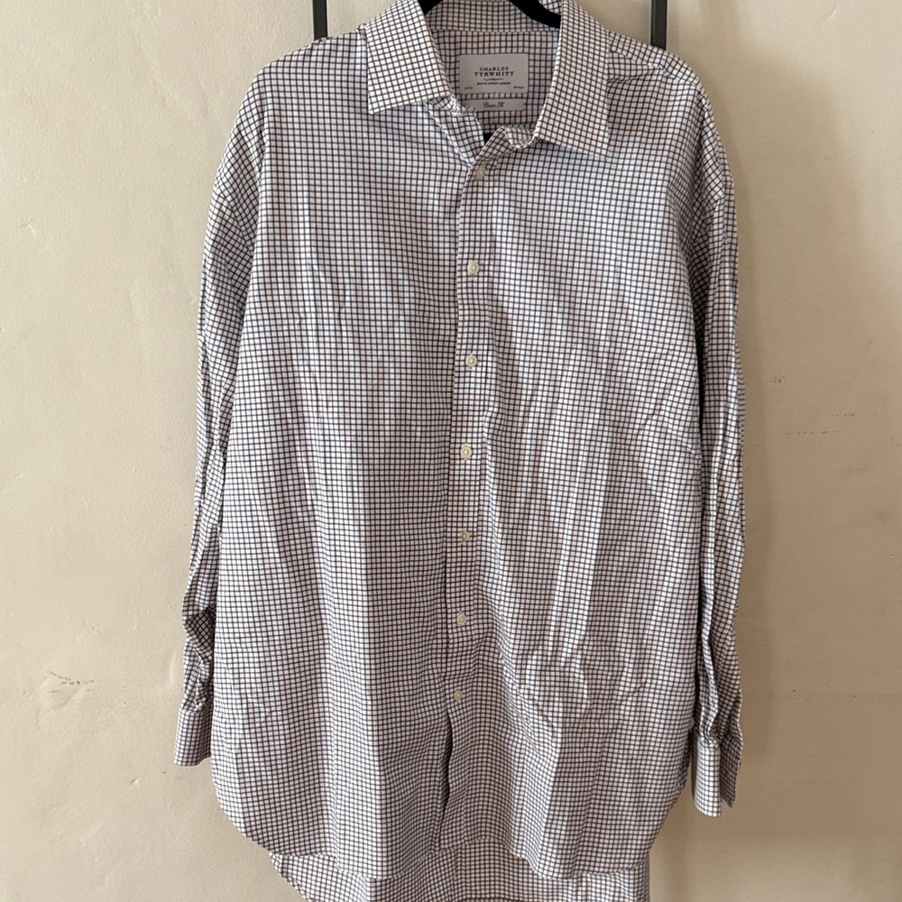 Charles Tyrwhitt Men's Gingham Shirt - Black and White